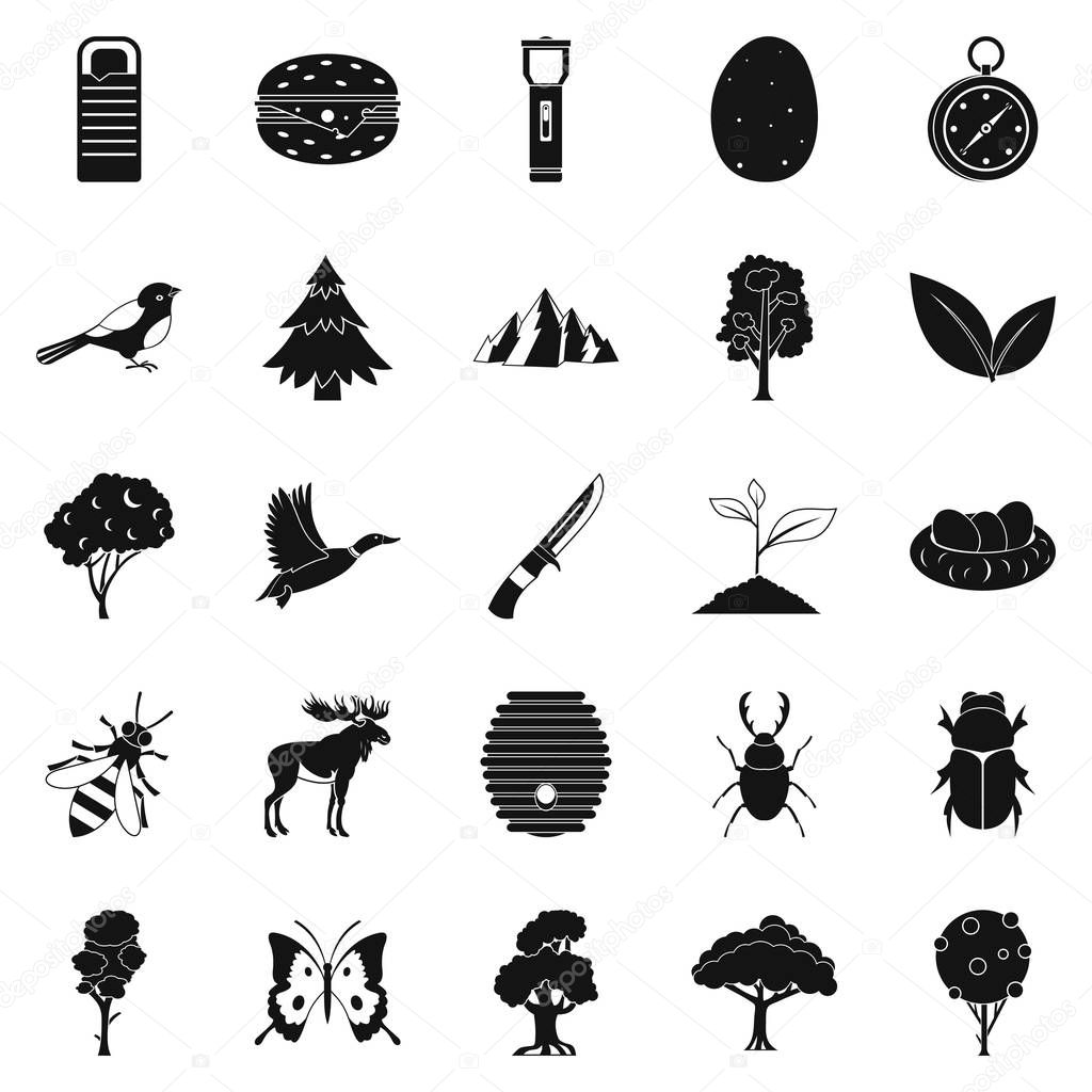 Wild nature icons set, simple style
