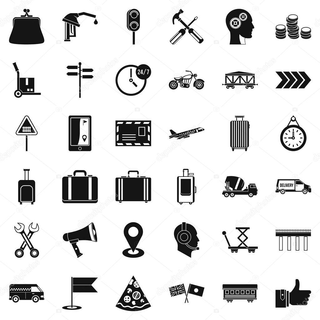 Transportation icons set, simple style