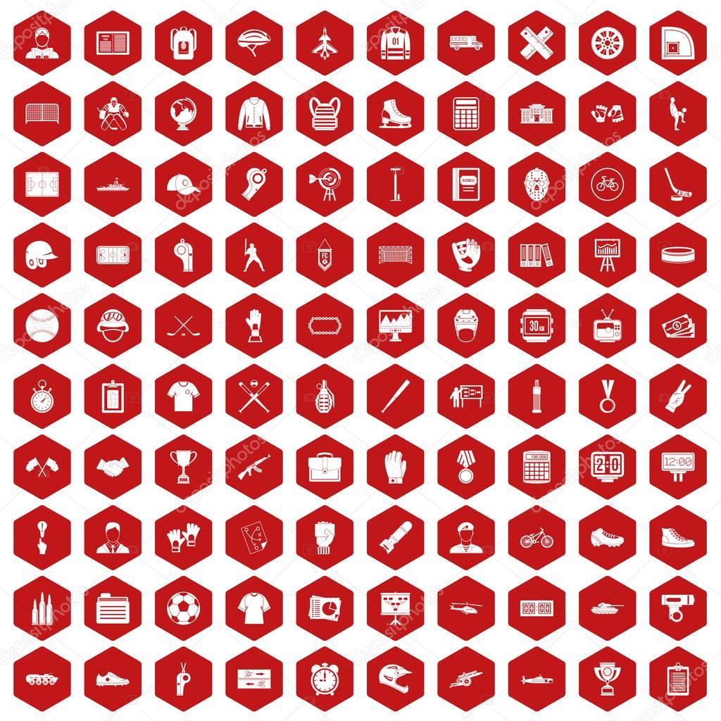 100 mens team icons hexagon red