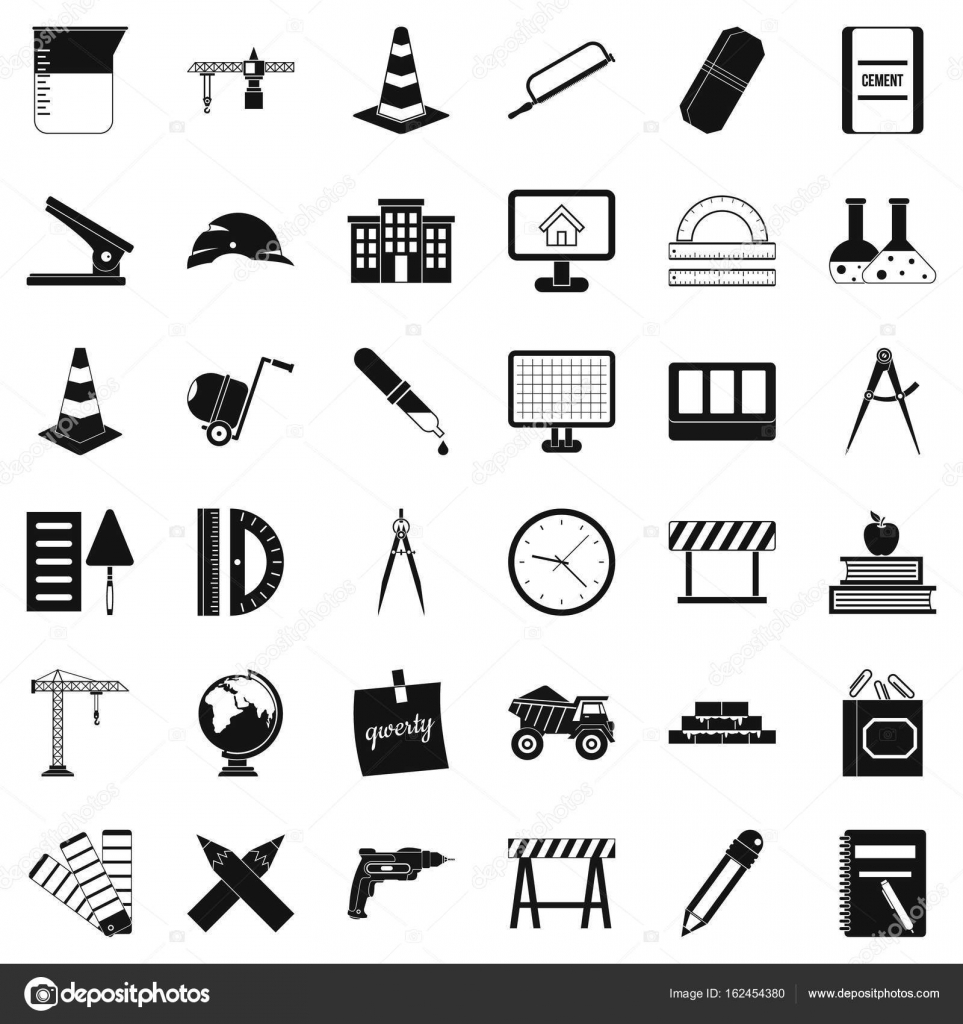 Conjunto de iconos de construcción, estilo simple — Vector de stock