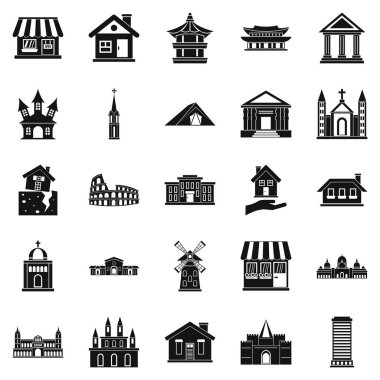 İnşaat site Icons set, basit tarzı