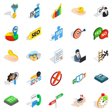 Genel Müdürlük Icons set, izometrik stili