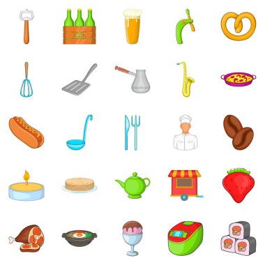 İtalyan yemeği Icons set, karikatür tarzı