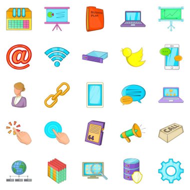 Radyo operatör Icons set, karikatür tarzı