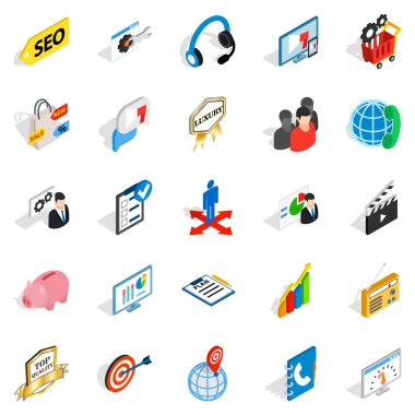 Telefon görüşmesi Icons set, izometrik stili