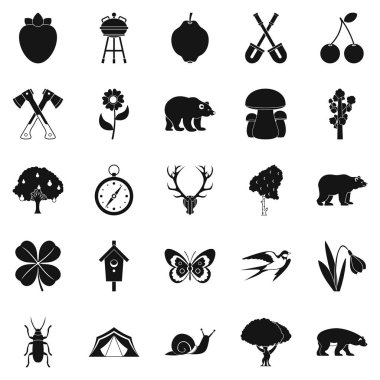 Vahşi Icons set, basit tarzı trekking