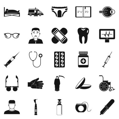 Yakınları Icons set, basit tarzı bakım