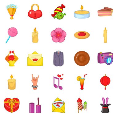 Icons set, karikatür tarzı Revels sahiptir