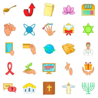 Hayırseverlik Icons set, karikatür tarzı