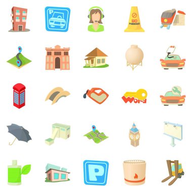 Kasaba Icons set, karikatür tarzı