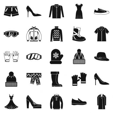Giyim satış Icons set, basit tarzı