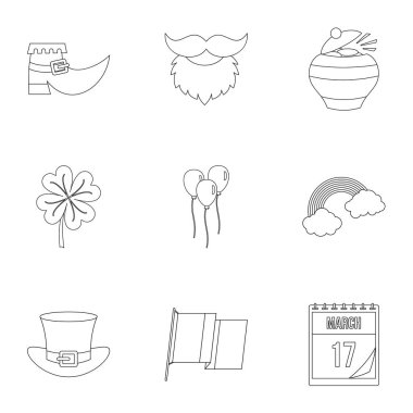 Aziz Patrick günü simge seti, anahat stili