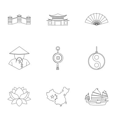 Çin simge seti, anahat stili
