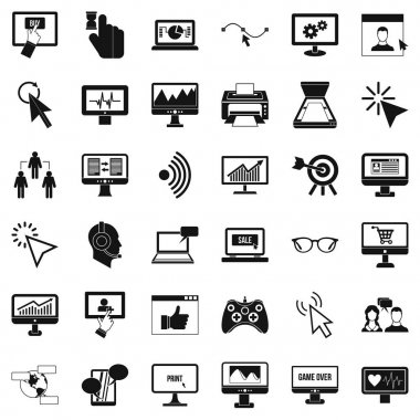 Bilgisayar donanımları Icons set, basit tarzı