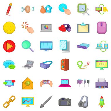 Bilgisayar ağ Icons set, karikatür tarzı