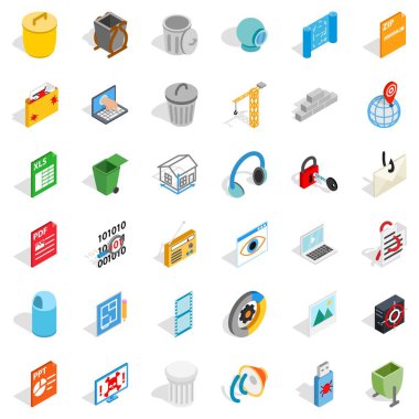 Bilgisayar dosya Icons set, izometrik stili