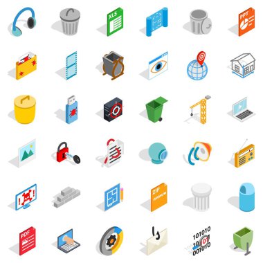 Bilgisayar bölümü Icons set, izometrik stili