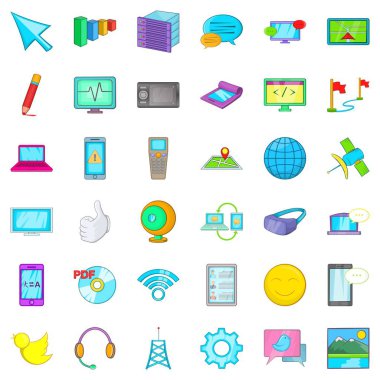 Bilgisayar bilgileri simgeler kümesi, karikatür tarzı