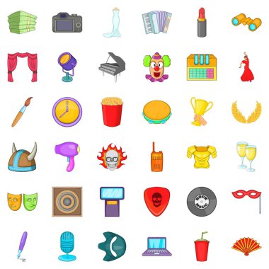 Eğlence Icons set, karikatür tarzı