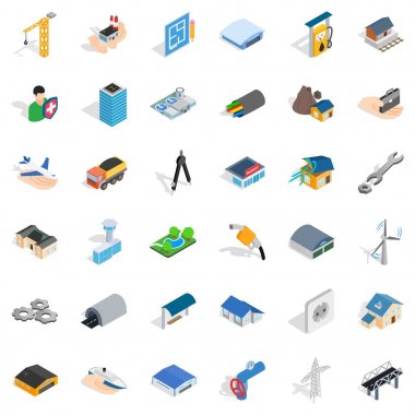 Engeneering Icons set, izometrik stili