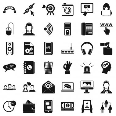 İletişim bilgileri Icons set, basit tarzı