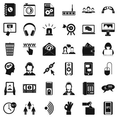 İlgili kişi posta Icons set, basit tarzı