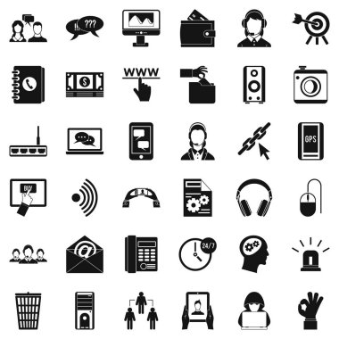 Destek hizmetlerine başvurma Icons set, basit tarzı
