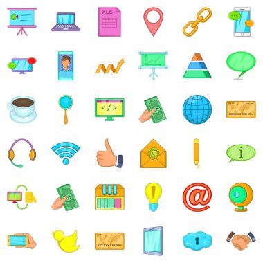 Icons set iletişim, tarzı çizgi film