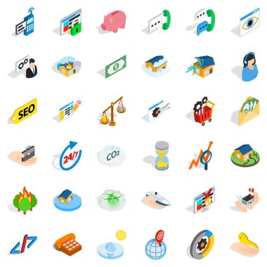 Müşteri Icons set, izometrik stili