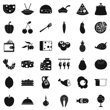 Gastronomi Icons set, basit tarzı