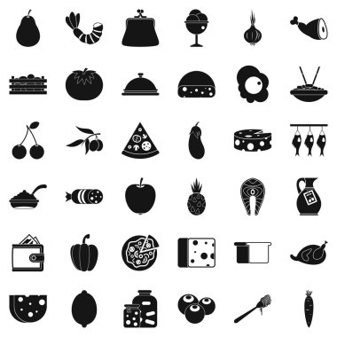 Kahve simgeler kümesi, basit stil yemek