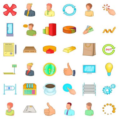 Büyük şirket Icons set, karikatür tarzı