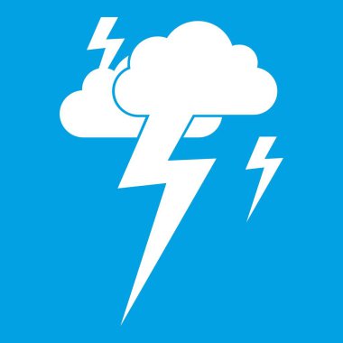 Bulut ve yıldırım ikonuna beyaz