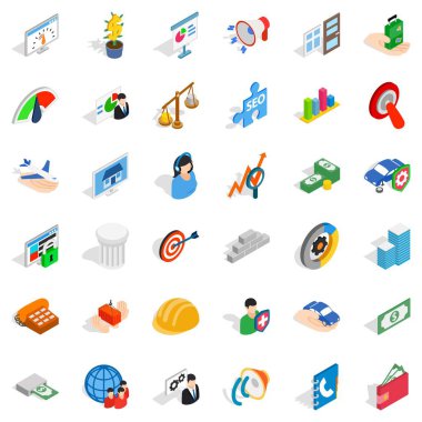 Fikir Icons set, izometrik tarzı ilham