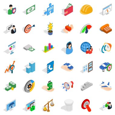 İş fikri simgeler kümesi, izometrik stili