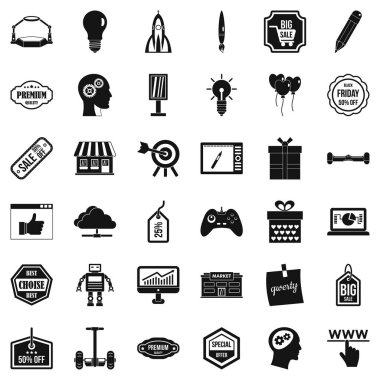 Yaratıcı pazarlama Icons set basit tarzı