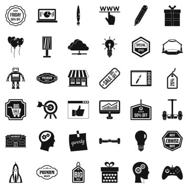 İyi pazarlama Icons set basit tarzı