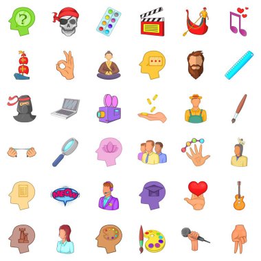 Yaratıcı adam Icons set, karikatür tarzı