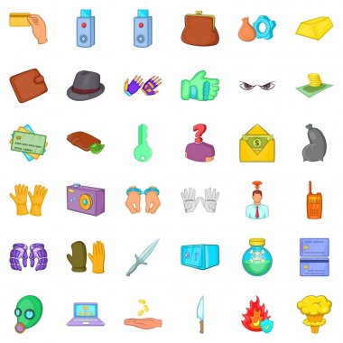 Suçlu adam Icons set, karikatür tarzı