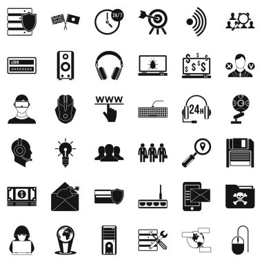 Para suç Icons set, basit tarzı