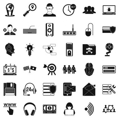 Cyber kalkan Icons set, basit tarzı