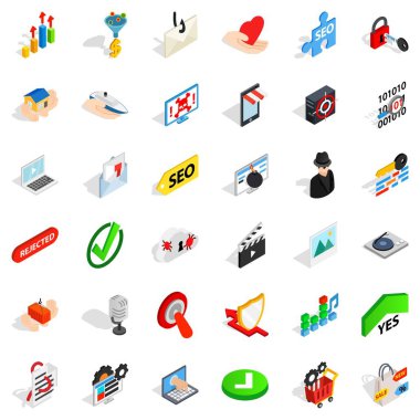 Cyber Icons set, izometrik stili korumak