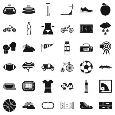 Bisiklete binme aracı Icons set, basit tarzı