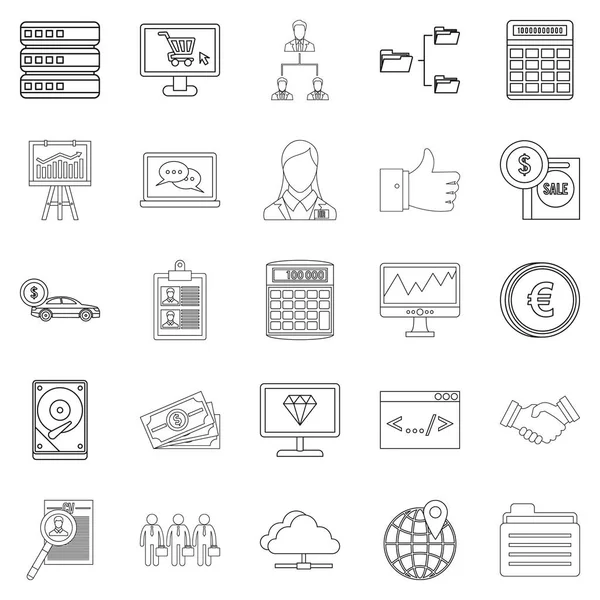 Conjunto de iconos financieros, estilo de esquema — Archivo Imágenes Vectoriales