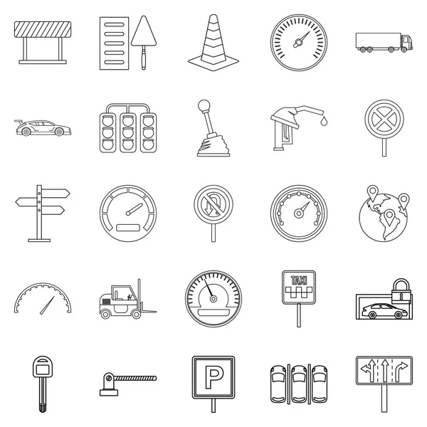 Mover icons set, outline style — Stock Vector