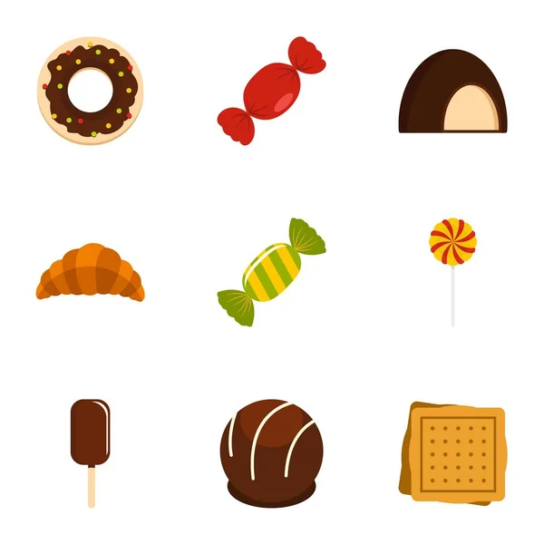 Set di icone caramelle, stile piatto — Vettoriale Stock