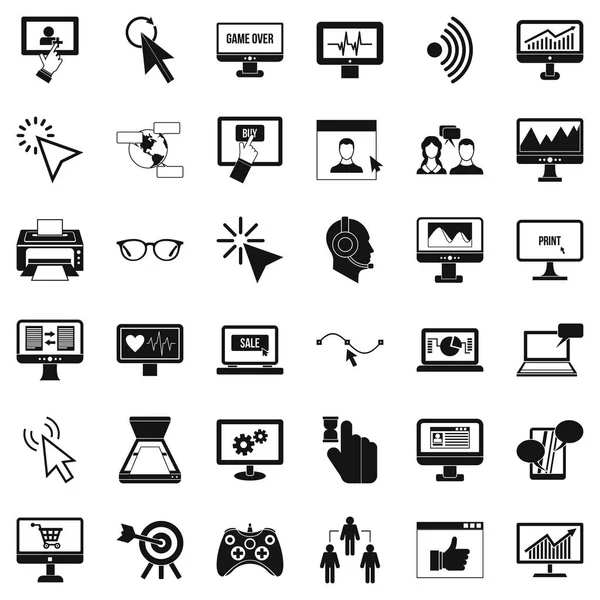 Computer display icons set, eenvoudige stijl. — Stockvector