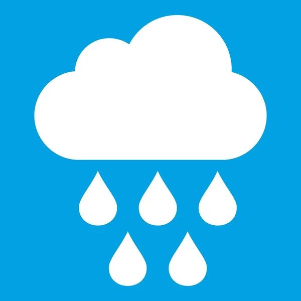 Cloud with rain drops icon white — Stock Vector