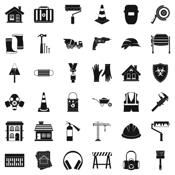 İnşaat site Icons set, basit tarzı
