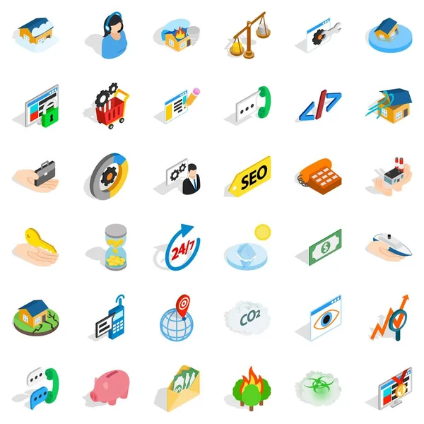 Simgeler iletişim ayarla, izometrik stili